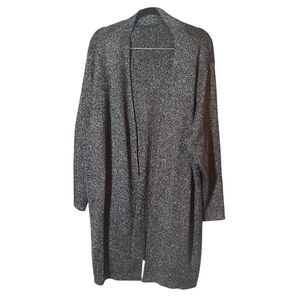 Black Sparkle Open-Front Long Cardigan / Duster